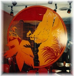 The centerpiece on a mirrored wall of the club.